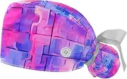 [YTYVAGT] 2-Pc,Gourd-Shaped Working Cap,Fisherman Hat with Buttons and Cotton Sweatband,Bright Pink Pattern Purple