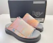 vintage DOCS DR MARTENS Pink Iridescent Slip on Slide Sandals Shoes ENGLAND 3 UK