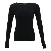 NEW Women's Long Sleeve Crew Neck Soft Stretch Plain Colours Basic Tee T-Shirt