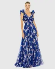 Mac Duggal Floral Ruffle Gown Size 16 NWT