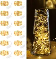 12 Pack Fairy Lights Battery Operated -7Ft 20 LED Silver Wire String Lights, Wat