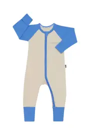 [Bonds] Bonds Toddler Zip Wondersuit in Blue Note/Sesame Seed Size: 12-18 Months, Aussie Cotton 12-18 Months Blue Note/Sesame Seed