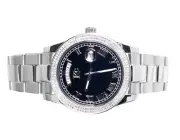 Mens Ladies White Gold Stainless Steel 41mm Techno Com KC Day-Date Diamond Watch