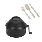 Cooker Set Ramen Bowls Wheat Straw Noodles Bowl with Handles Black G8K99181
