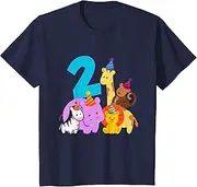 [X.Style] Kids 2nd Birthday T-Shirt Toddler Jungle Animals 2 Years Birthday ds901 T-Shirt (S) Navy Blue