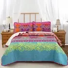Bohemian Quilt Set Full/Queen, 3 Pieces Boho Bedding Quilted Bedspread with 2...