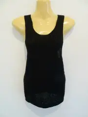 *SABA* STUNNING BLACK LINEN BLEND STRETCHY RELAX-FIT KNIT TOP sz12 NWT!