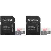 2 Units SanDisk 128GB Ultra UHS-I microSDHC Memory Card with SD Adapter