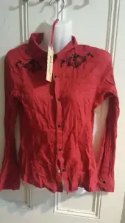 Red dangerfield revival western shirt
