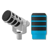 Rode PodMic (White) Cardioid Dynamic Broadcast Mic with WS14 Blue Pop Filter