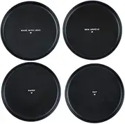Santa Barbara Design Studio Melamine Plate SIPS Appetizer/Tapas Plates Nordic Plate, 6.88" Diameter, Black, Set of 4