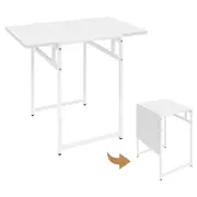Advwin Folding Dining Table Foldable Drop Leaf Home Office Work Desk White