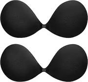 [Honeysea] Backless Bra - Adhesive Bra Push up Invisible Bras for Women Low Back Bra Strapless Bra Push up Backless Bra Backless Strapless Bra Strapless Backless Bra Sticky Bra Push up, Black+black, 38D