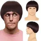 Anime Movie Short Mushroom Wig Synthetic Men Brown Cosplay Wig Nightclub Bar