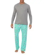Bedhead - Men's Henley Flannel PJ Set - Happy Llamakkah - X-Large