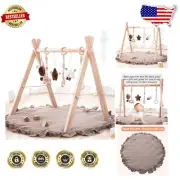 Foldable Wooden Baby Gym with Play Mat - Perfect Newborn Shower Gift