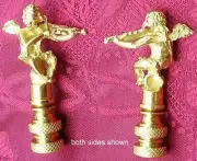 BRASS CHERUB PLAYING FIDDLE VIOLIN LAMP FINIAL / old antique shade lampshade