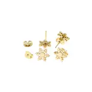 Gold Stainless Steel Earrings - Snowflake Studs - 10mm - 2 Pieces 1 Pair - ER410