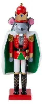 Wooden Christmas Nutcracker,15",KING OF MICE,MOUSE IN RED & GREEN CAPE & HAT,P&T