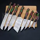 Customized gift, kitchen knife set, Damascus knife, handmade eight-piece chef's