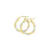 9ct Gold Two Tone 15mm Entwined Twist Hoop Earrings