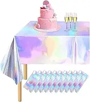10 Pack Holographic Table Cloth Glitter Tablecloth 54 X 108 Inch Rectangle Disco Table Cloth