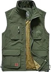 [Flygo] Men's Casual Lightweight Outdoor Travel Fishing Hunting Vest Jacket with Pockets