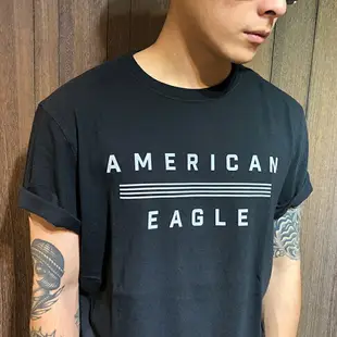 美國百分百【全新真品】American Eagle 短袖T恤 AE T-shirt 老鷹 logo 黑色 L號 K326