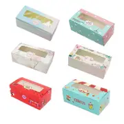50PCS Set of 2 Premium Cake Packaging Boxes Clear Window Food Grade Cardboard