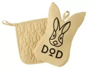 DOD Kitchen Glove Mittens, Pod holder Oven Camping Rabbit Hare Quilting Outdoor
