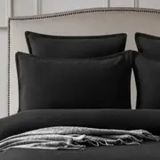 Renee Taylor Chevron Jacquard King Quilt Cover w/ Pillowcases Bedding Set Black