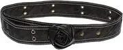 [COMPUKAS] Ladies Vintage Floral Waist Belt with Snap Button Durable Material Rose Flower Decor for Dresses and Jeans Wide Cinch Belt for Women Coffee Color