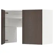 METOD wall cb f extr hood w shlf/door, white/Sinarp brown, 80x60 cm