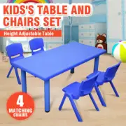 Large Kids Toddler Children Activity Blue Table and 4 Blue Chairs 120x60cm L