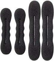 Luzen 4pcs (2Large+2Small) Women's Hair Styler Magic Foam Sponge Donut Maker Ponytail Bun Twister Tie Hair Clip Styling Party Accessories - Black