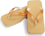 Hajime(一歩) [One Step] [Hajime] Geta Geta Clogs, Soft and Water Resistant, Made of Sponge, 11.2 inches (28.5 cm), BE/Fireworks x Orange, Fireworks x Orange (Hanabi x Orange/28.5), Hannabi × Orange, 28.5 cm