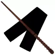 15" Hand Turned Septem Teak Wood Magic Wand Witch Wizard w/ Free Velvet Bag