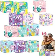 Generic Easter Treat Boxes - Set of 12 - Colorful Design Cupcake Cookie Goodie Candy Boxes for Kids' Easter Party