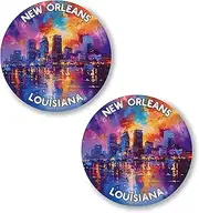 [No Thorns Media] New Orleans Louisiana 2 Pack Pinback Buttons 2.25" Fun Pins for Clothes, Backpacks, Hats, and Jackets - Cartoon, Retro, and Punk Style Lapel Badges, Slogans, and Party Pins ID45000, Metal, no gemstone