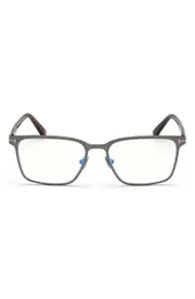 TOM FORD 53mm Blue Light Blocking Glasses in Gunmetal Red Havana /T Logo at Nordstrom One Size Gunmetal Red Havana/T Logo