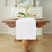 Alsoo Table Runners 108 Inches Long Rustic Linen Table Runners Boho Farmhouse Linen Style Table Runners for Dining Christmas Table Decor, Holiday Party and Wedding, 13x108 in, White