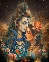 TREXEE Shiva Ji Parvati Maa DIY Acrylic Paint by Numbers Kit for Adults and Kids Beginners Canvas Shiva Parvati Maa DIY Oil on Canvas DIY Oil Painting By Number Kit DIY Wall Decor Paint Modern Home