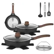 Pots and Pans Set, 12pcs Nonstick Induction Kitchen Cookware Sets with Stay-C...