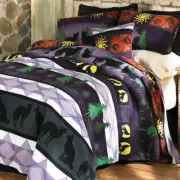3 PC KING Howling Wolf Plush Polar Fleece BLANKET THROW & Shams Wash!
