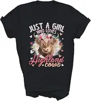 [SDVN] Scottish Highland Cow Just A Girl Who Loves Highland Cows Farm Farmer Farming Unisex Shirt Gift T-Shirt (Black;M)