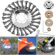 Weed Brush Cutter, 8 Inch Professional Wild Herb Brush for Stihl Brushcutter, Wire Brush Cutter for Effective Weed Removal, Grass Trimmer with Installation Accessories, 25.4 mm Bore
