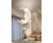 Creative Moon And Stars Fairy Led Pendant Lamp Chandelier Ceiling Light Children Kids Bedroom Decoration (White Light)