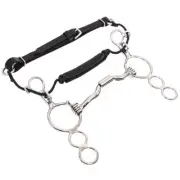 JK Bar H Equine 3 Ring Med Port Snaffle Bit Combination W/ Roller|Bits for