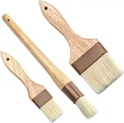 FUNOMOCYA 3pcs Portable Basting Brush Bristle BBQ Sauce Oil Brush for Cooking Baking Grilling and Marinades Heat Resistant Kitchen Tool