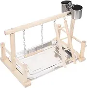 1Set Parrot Standing Rack with Swing Climbing Ladder Feeder Cups Durable Bird Training for Budgerigars Lovebirds Conures and Other Birds